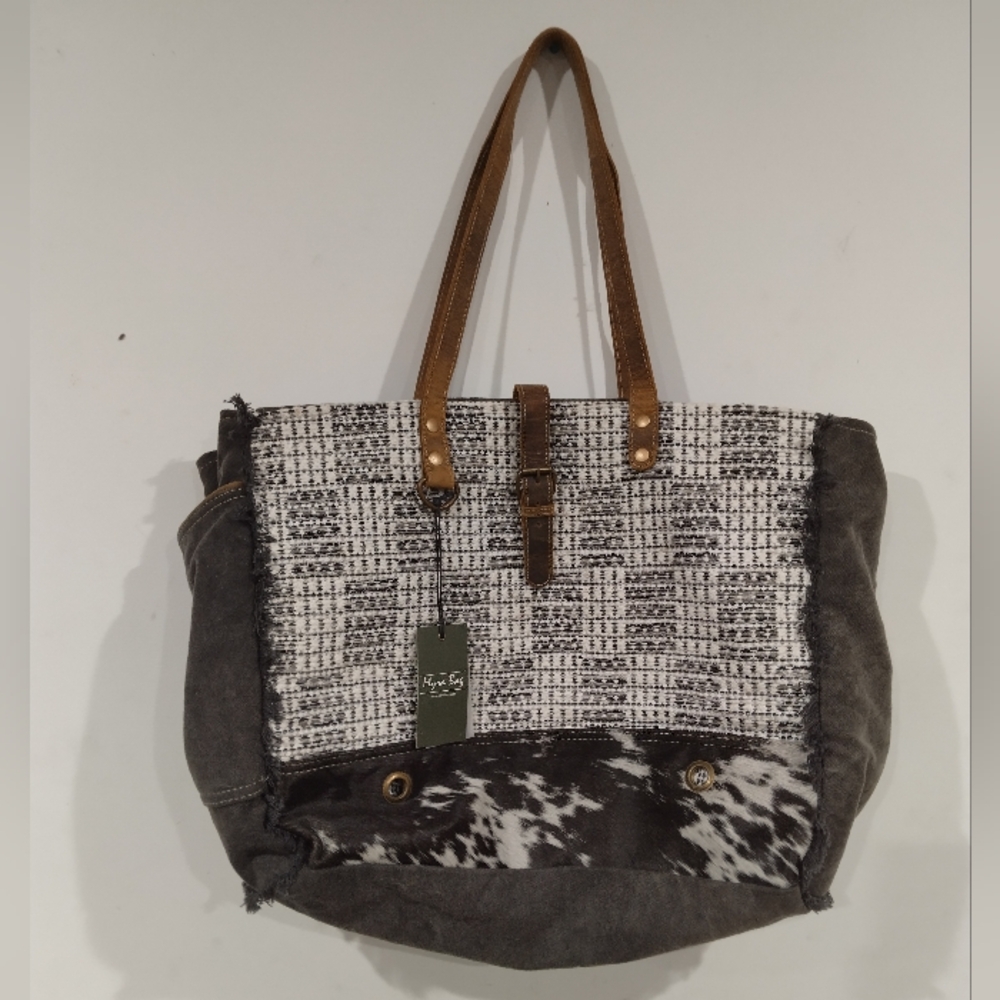 Myra Bag S-2153 Sombre Weekend Bag, Cowhide & Recycled Materials, Large